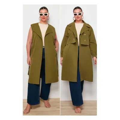 Trendyol Curve Khaki 2-Pack Long and Short Unlined Seasonal Trench Coat