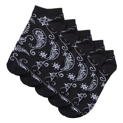 Bandana Pattern No Show Socks 5-Pack black