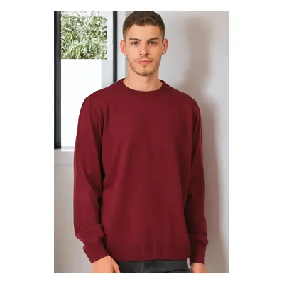 V0091 DEWBERRY MEN'S OVERSIZE SWEATER-PLAIN BURGUNDY