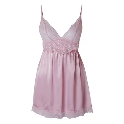 Trendyol Pink Satin Lace Rope Strap Knitted Babydoll