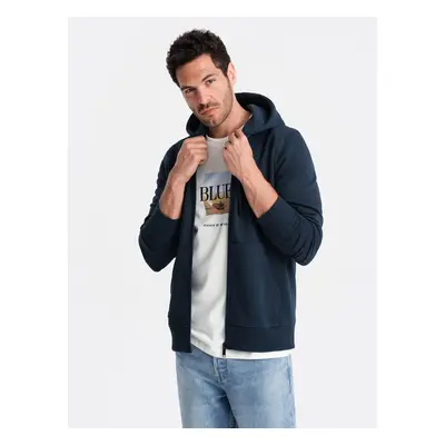 Ombre BASIC men's cotton stretch sweatshirt - navy blue