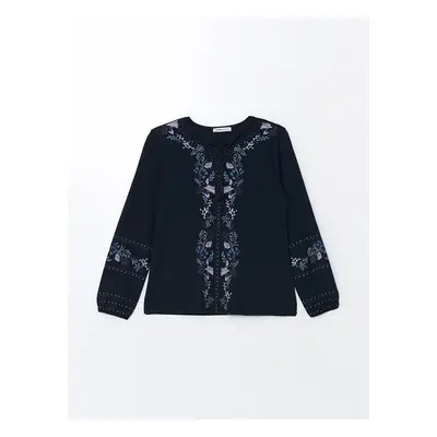 LC Waikiki LCW Lace-Up Collar Print Long Sleeve Women's Blouse