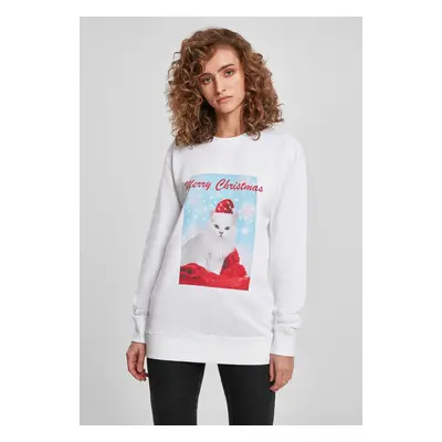 Dámy Veselé Vánoce Cat Crewneck bílý