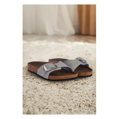 Trendyol Grey Single Strap Women's Slippers