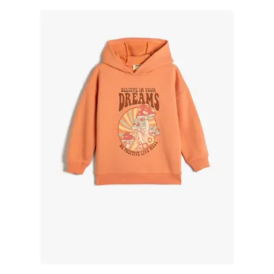 Koton Oversize Hooded Sweatshirt Mushroom Printed Raised