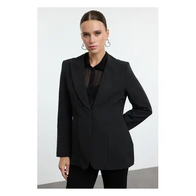 Trendyol Black Fitted/Waist-Straight Blazer Jacket