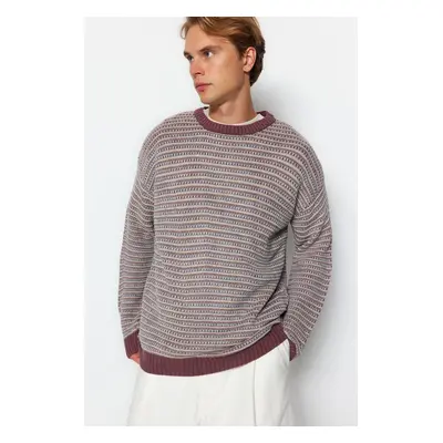 Trendyol Dusty Rose Regular Crew Neck Jacquard Sweater