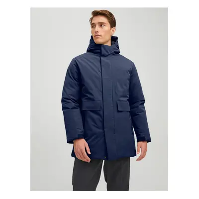 Tmavě modrá parka kapucí Jack & Jones Blatiger - Pánské