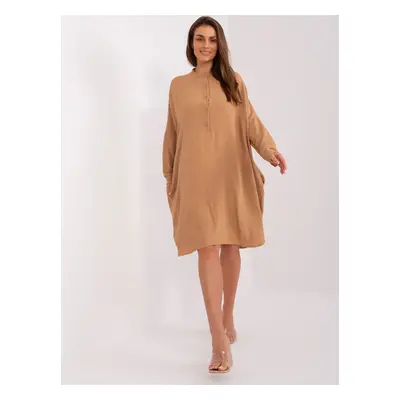 Camel oversize midi šaty