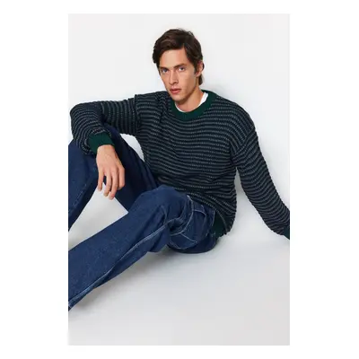 Trendyol Green Regular Fit Crew Neck Jacquard Knitwear Sweater