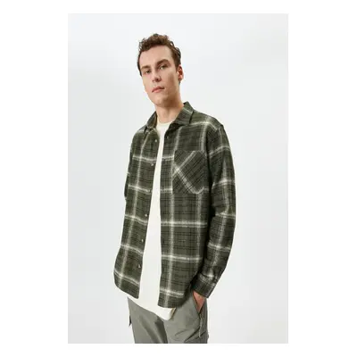 Koton Men's Khaki Plaid Shirt