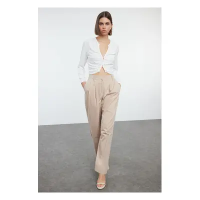 Trendyol Mink Cotton Comfortable Fabric Wide Leg / Wide Leg Woven Trousers