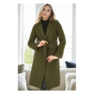 Z6628 DEWBERRY WOMEN'S COAT-KHAKI-1