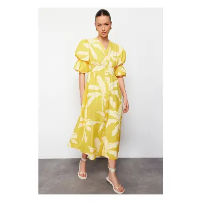 Trendyol Yellow Floral Patterned Woven Dress