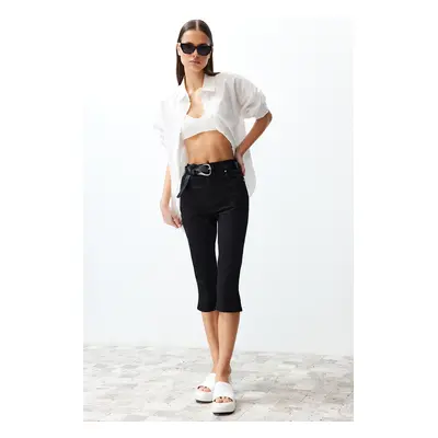 Trendyol Black High Waist Slim Fit Capri Jean