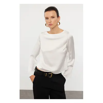 Trendyol Ecru Back Detailed Satin Woven Blouse