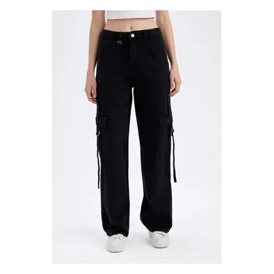 DEFACTO Wide Leg Cargo High Waist Long Jeans