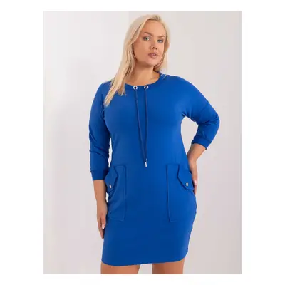 Kobaltově modré mikinové šaty plus size