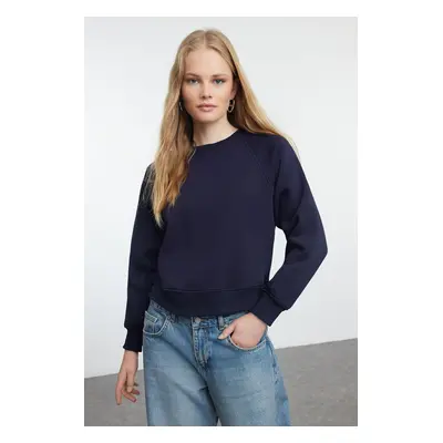 Trendyol Navy Blue Rib Detailed Crew Neck Regular/Normal Fit Knitted Sweatshirt