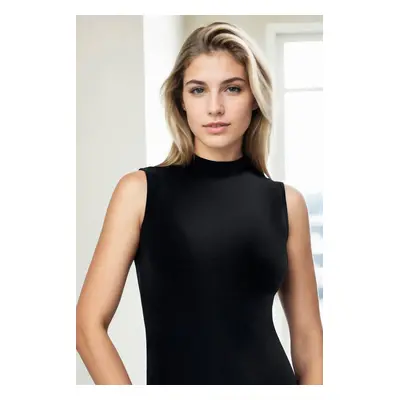 90805 Dewberry Sleeveless Turtleneck Women Undershirt-BLACK