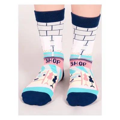 Yoclub Unisex's Cotton Socks Patterns Colors SK-54/UNI/028 Navy Blue