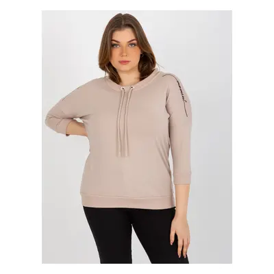 Dámská halenka plus size s 3/4 rukávy - béžová