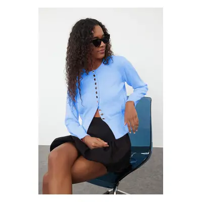 Trendyol Light Blue Basic Buttoned Knitted Cardigan