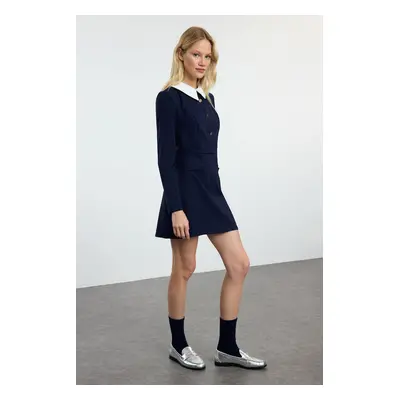 Trendyol Navy Blue Body-hugging Button Detailed Mini Woven Dress