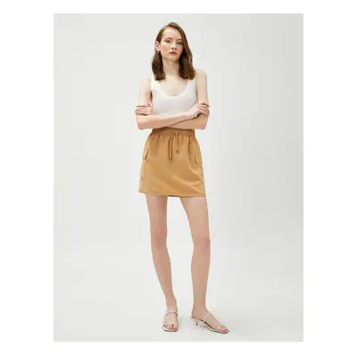 Koton Mini Skirt Modal Mixture With Pockets Tie Waist