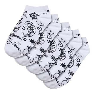 Bandana Pattern No Show Socks 5-Pack white