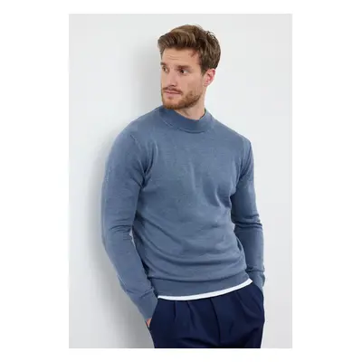 Trendyol Blue Slim Cotton Half Turtleneck Plain Knitwear Sweater