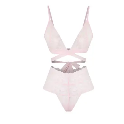 Trendyol Light Pink Laced Tie Detail Rope Strapless Non-wired Cupless Knitted Underwear Set