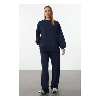 Trendyol Navy Blue Pocket Knitted Top-Bottom Set