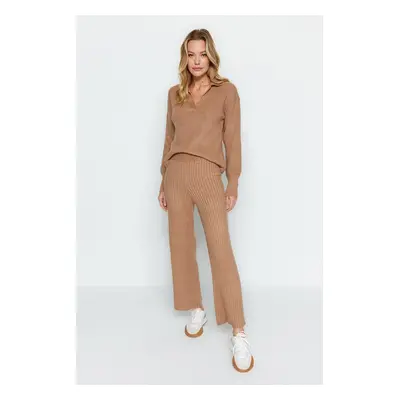 Trendyol Camel More Sustainable Soft Textured Knitwear Bottom-Top Set