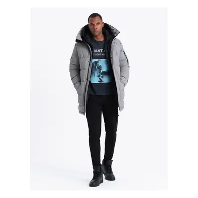 Ombre Outdoor long men's parka jacket - gray