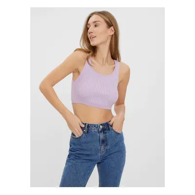 Světle fialový žebrovaný crop top VERO MODA Fibly - Dámské