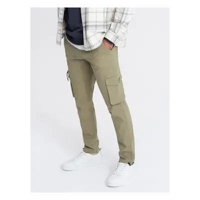 Ombre Men's STRAIGHT LEG cargo pants with triangle pocket pin - olive