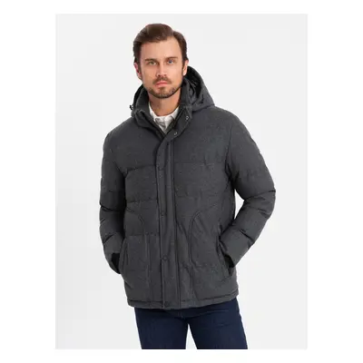 Ombre Men's lightweight jacket with mesh lining and hood - black