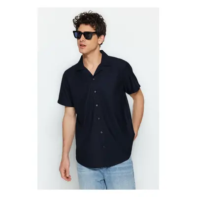 Trendyol Navy Blue Regular Fit Open Collar Summer Shirt