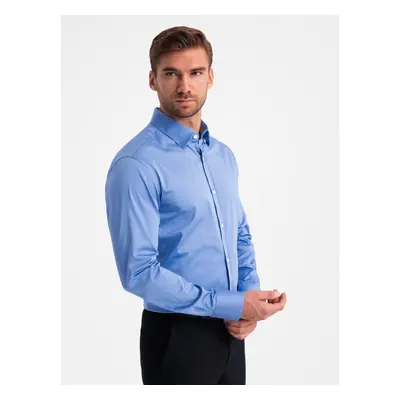 Ombre Classic men's SLIM FIT satin fabric shirt - blue