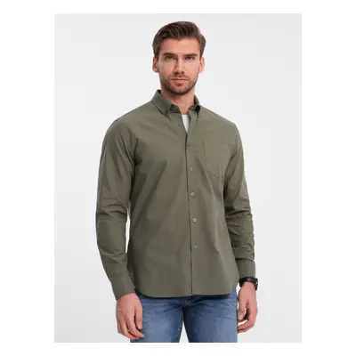 Pánská bavlněná košile Ombre REGULAR FIT kapsou - khaki