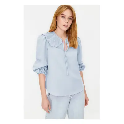 Trendyol Light Blue Woven Baby Collar Blouse