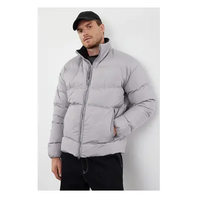 Trendyol Gray Oversize Ribstop Puffer Jacket