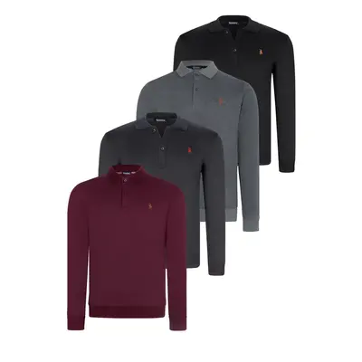 SET OF FOUR V4007 DEWBERRY MEN'S SWEATSHIRT-BLACK-NAVY-ANTHRACITE-PURPLE