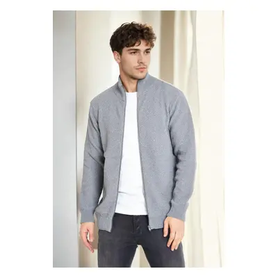 65801 Dewberry Zippered Knitwear Cardigan-DARK GREY