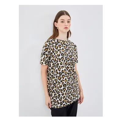 LC Waikiki Lcw Crew Neck Leopard Patterned Oversize Women's Tunic