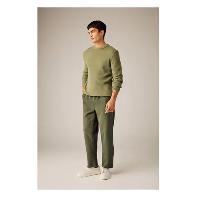 DEFACTO Relax Fit Trousers with Waist Tie and Pocket Straight Leg