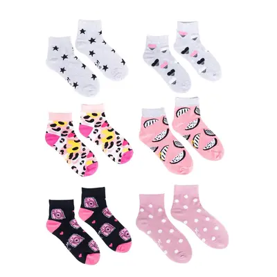 Yoclub Kids's Girls' Cotton Socks Patterns Colours 6-pack SKA-0023G-AA00-002