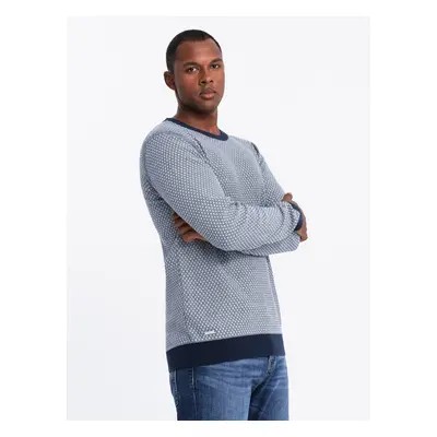 Ombre Knitted men's RELAXED FIT sweater with patterns - navy blue