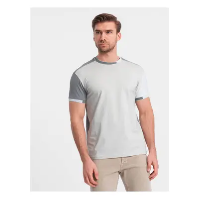 Ombre Men's t-shirt with elastane with colored sleeves - gray